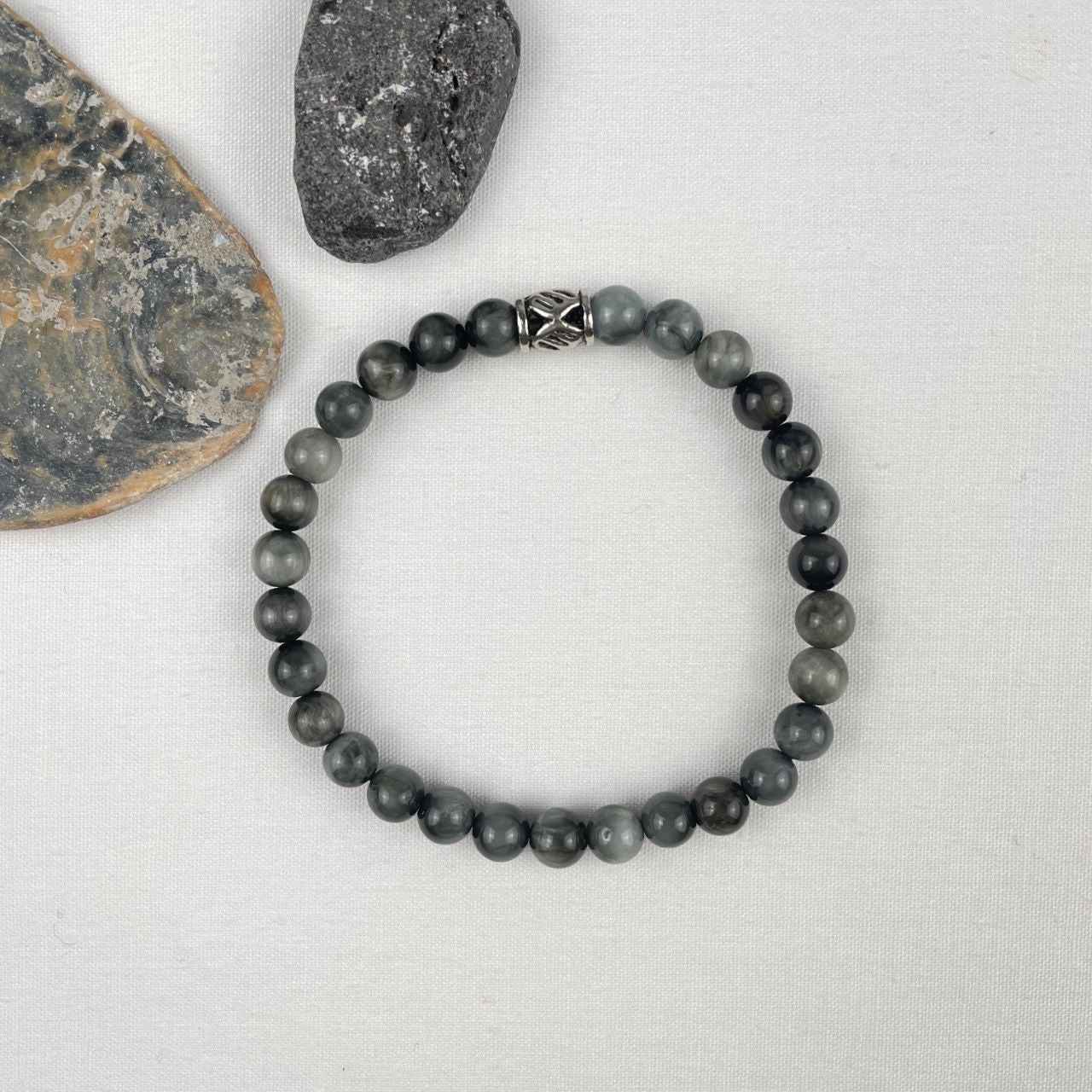 Armband van eagle eye en stainless steel kraal