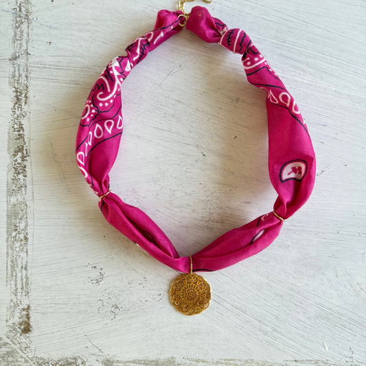 Bohemian bandana ketting met mandela hanger