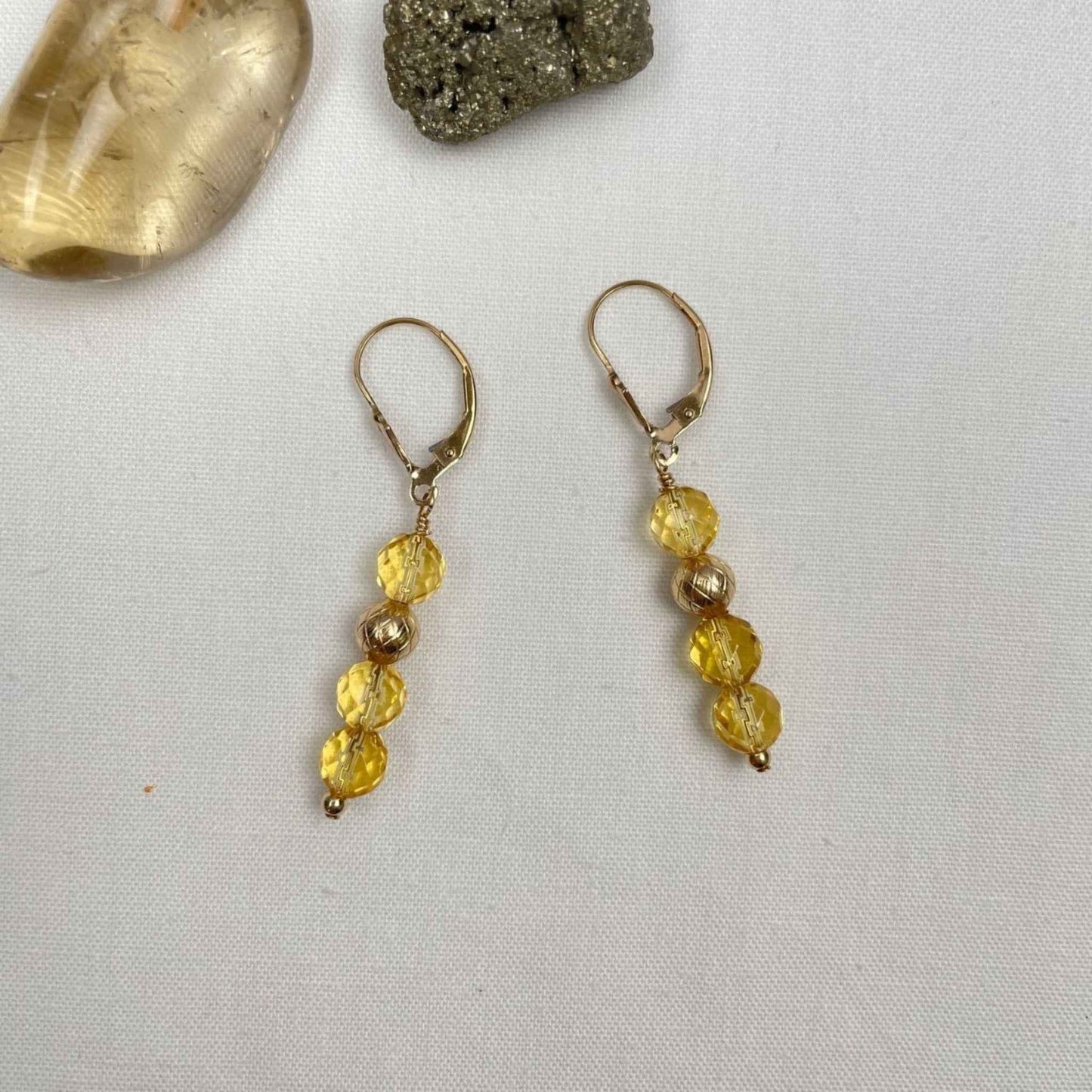 Gold filled oorbellen met citrien