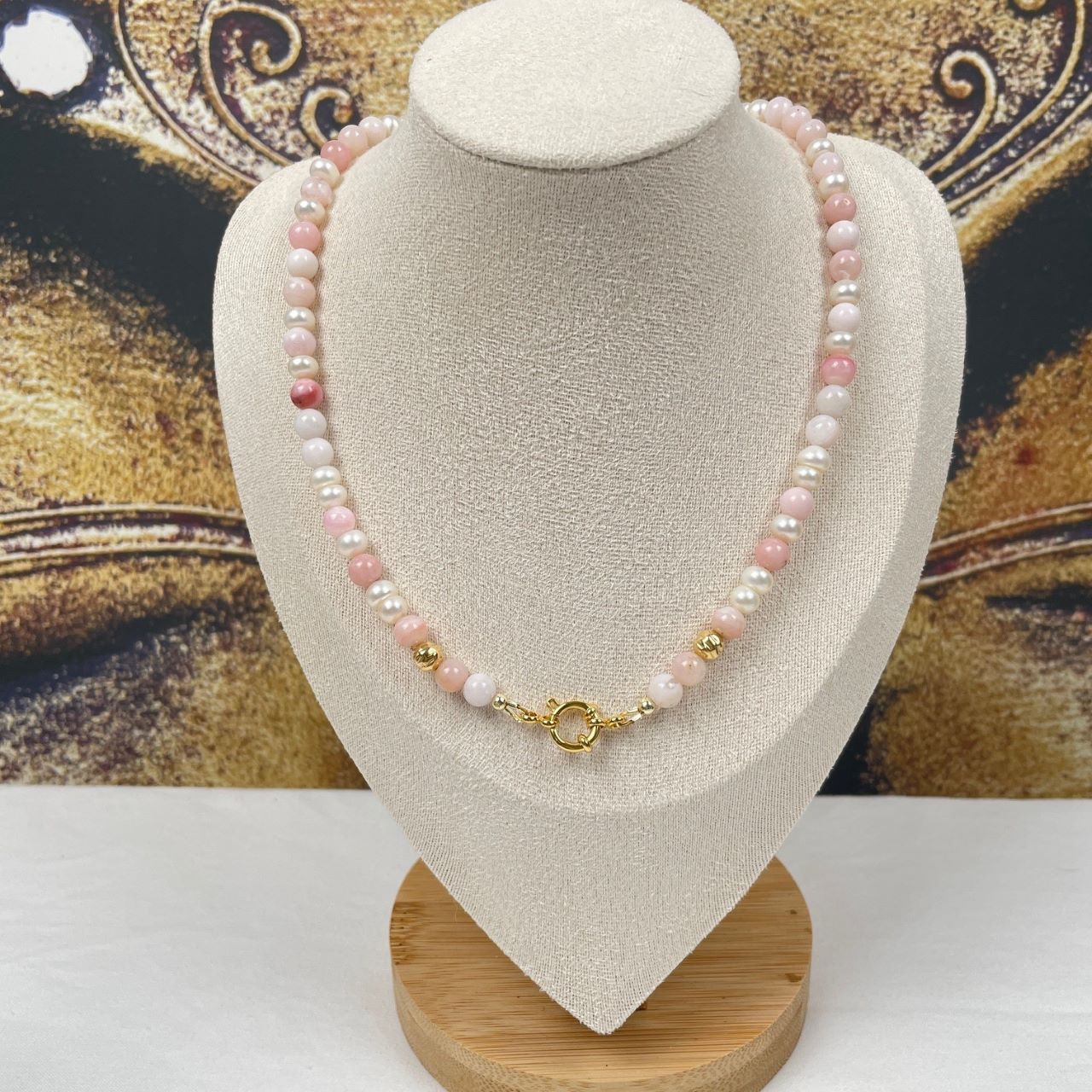 Ketting van Andes opaal en zoetwaterparels