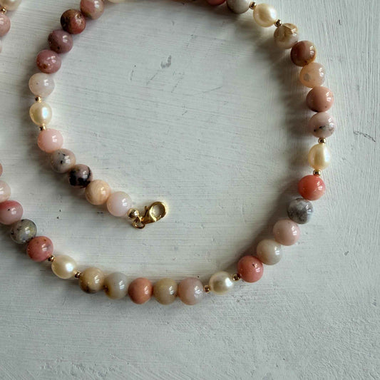 Ketting van Andes opaal en zoetwaterparels - ANDY