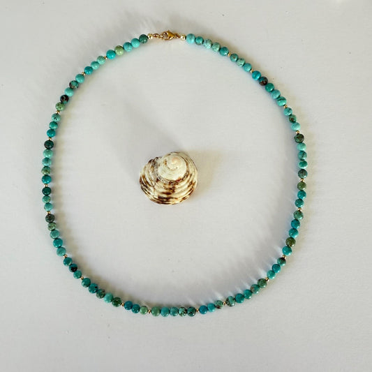 Ketting van Hubei turkoois kralen met gold filled slot