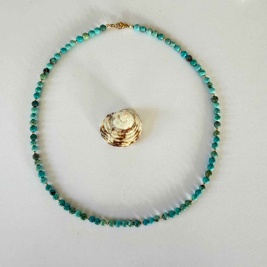 Ketting van Hubei turkoois kralen met gold filled slot