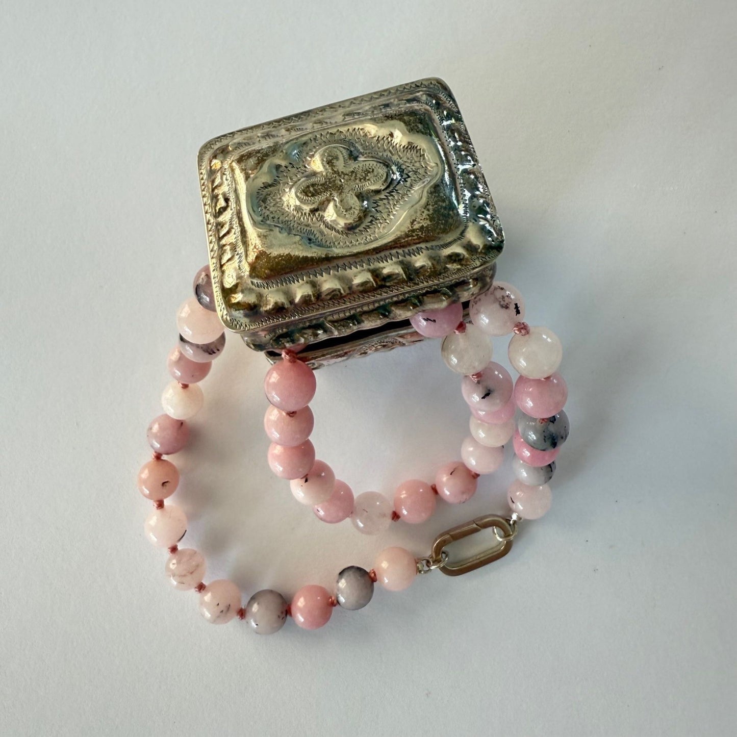 Ketting van blossom jaspis met zilveren sluiting