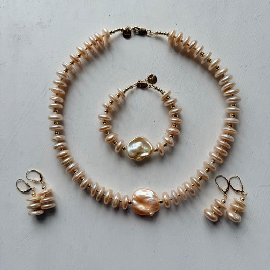 sSeraden set van goudkleurige parels - Engelina Jewelry