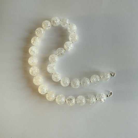 Ketting grote crach kristal kralen met zilveren uiteinden