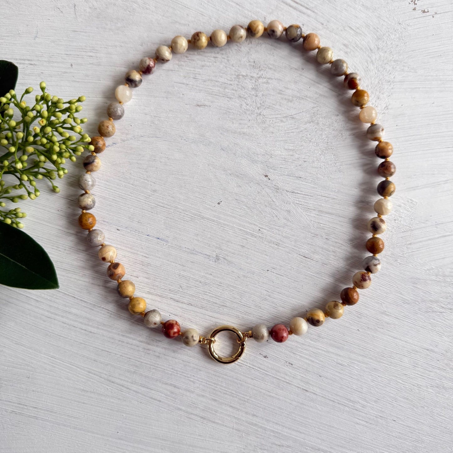 Ketting van crazy lace agaat met gold filled sluiting