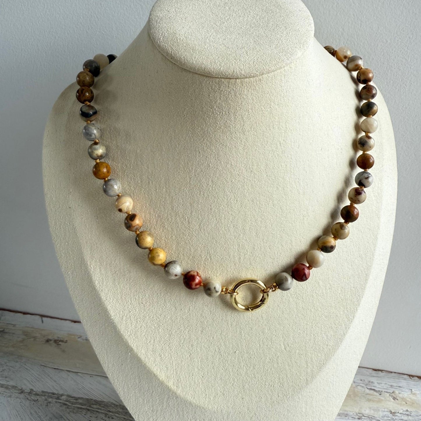 Ketting van crazy lace agaat met gold filled sluiting