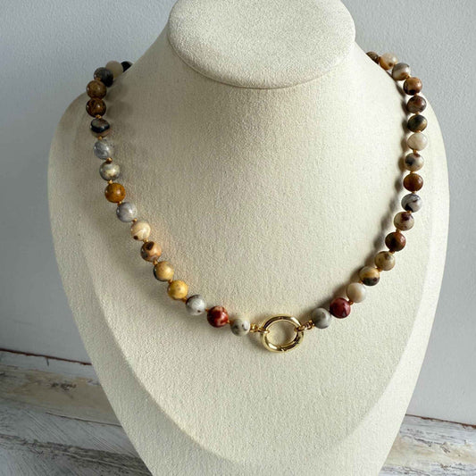 Ketting van crazy lace agaat met gold filled open einden