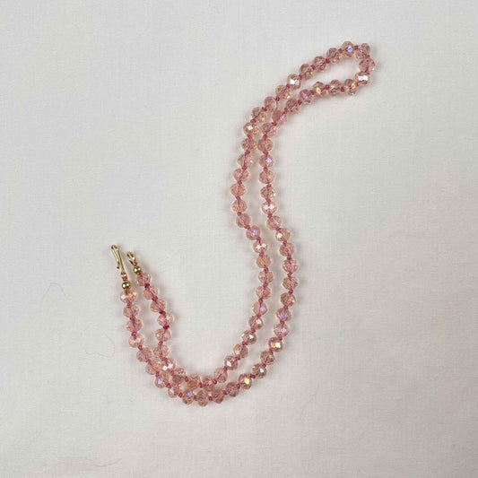 Ketting van roze kristal rondellen met gold filled haaksluiting