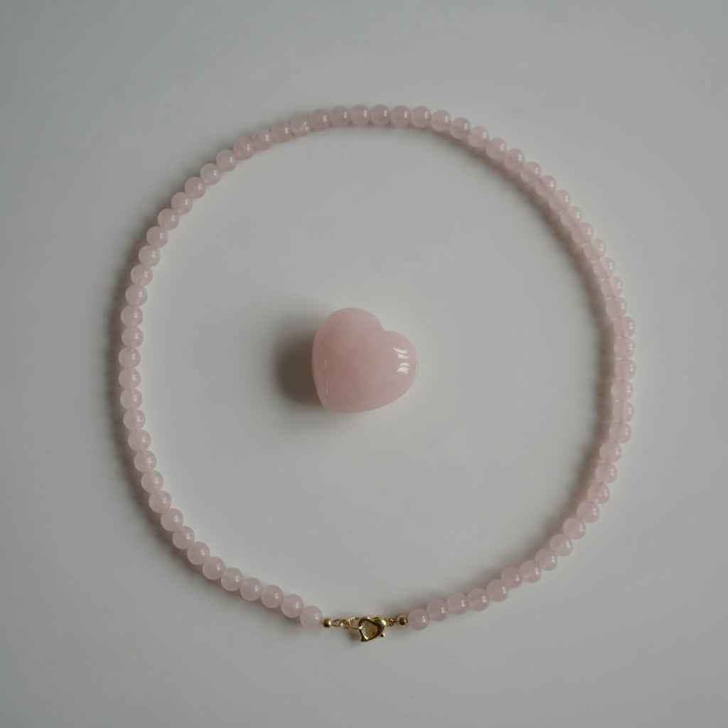 Ketting van rozenkwarts kralen