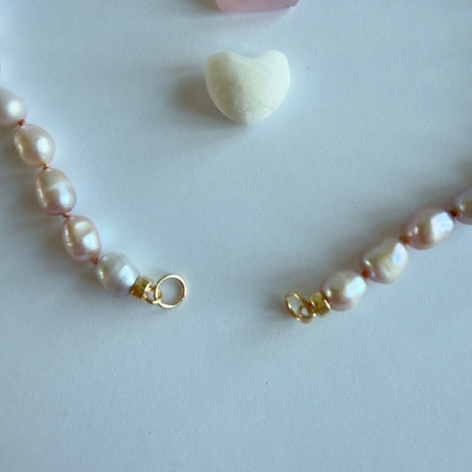 Ketting van roze zoetwaterparels met open einden - PARO