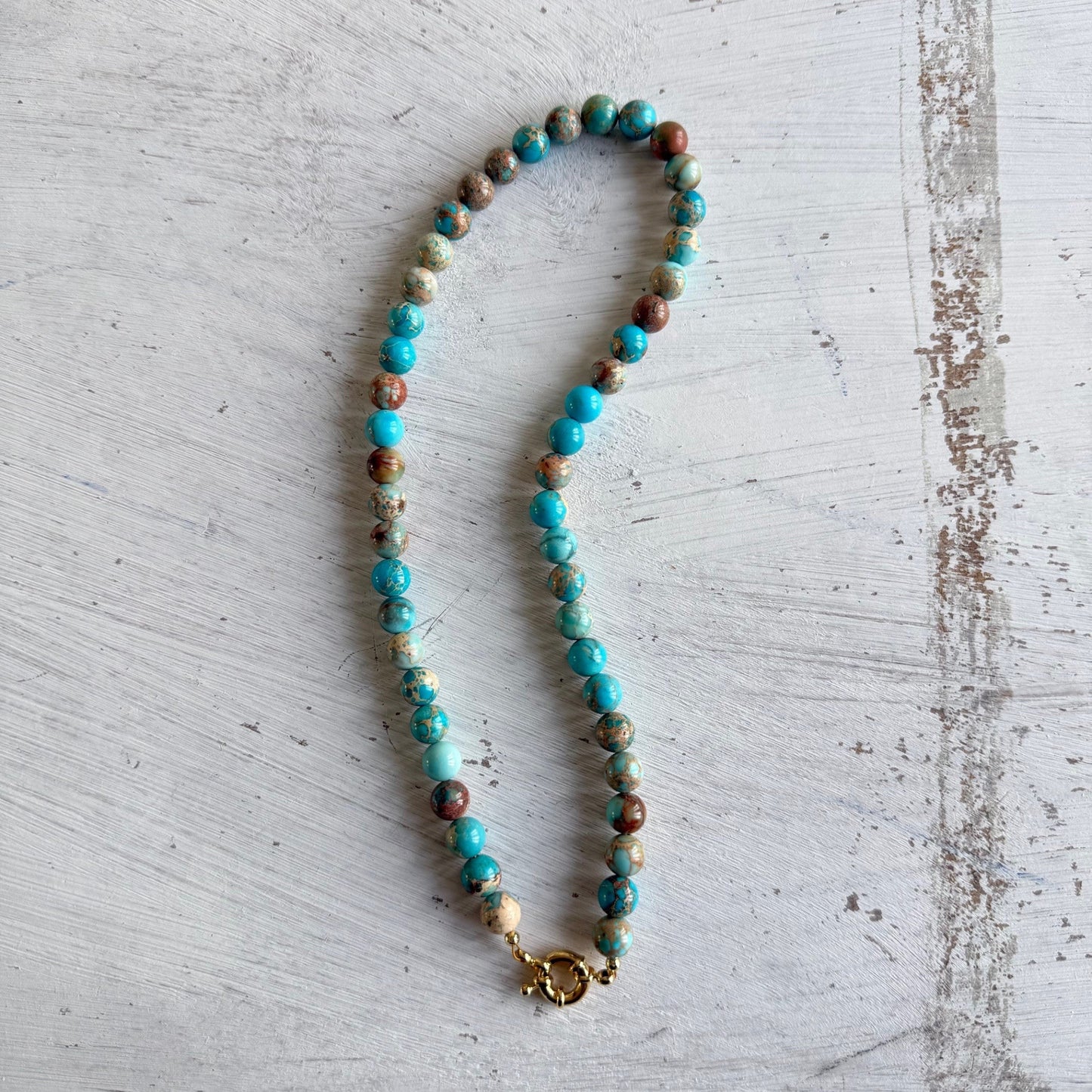 Ketting van zeesediment jaspis met boeislot - ZEEDIA