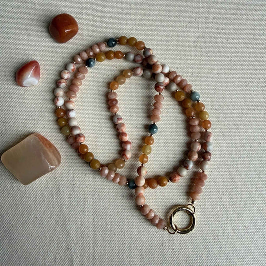 Lange ketting van zonnesteen met zonnesteen hanger - ZONIA