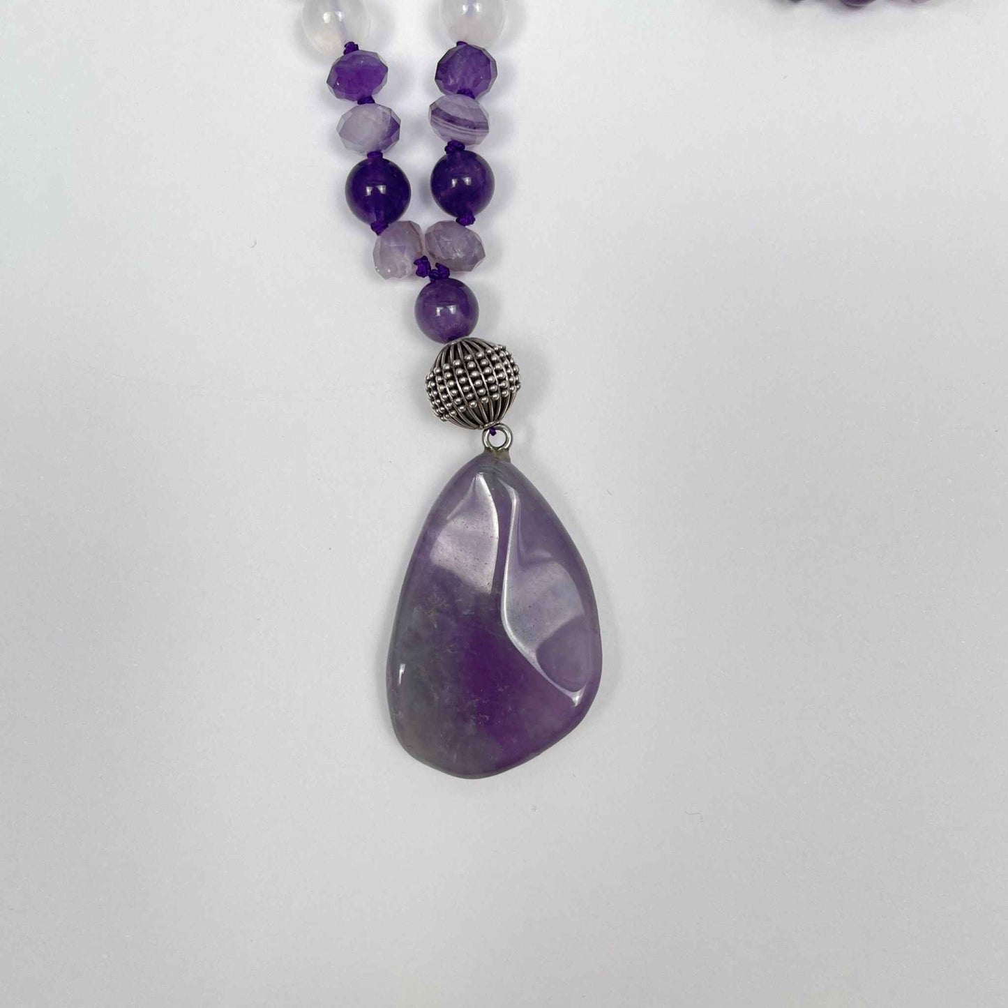 Mala ketting van amethist en seleniet