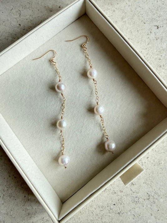 Gold filled oorbellen met Edison parels - ELIZA