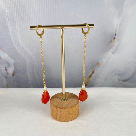 Oorbellen met vuuragaat druppel