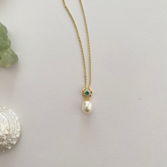 Gold filled schakelkettinkje met pareltje