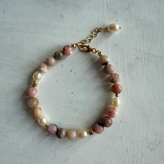 Armbandje van Andes opaal en zoetwaterparels - Engelina Jewelry