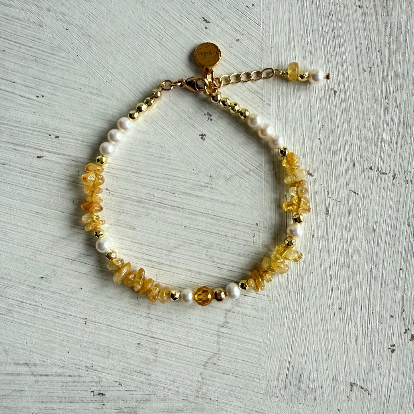 Armbandje met zirkoon en citrien - ZILIA