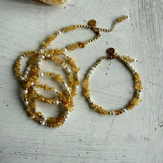 Armbandje met zirkoon en citrien - ZILIA