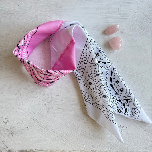Bandana haarband in roze en wit