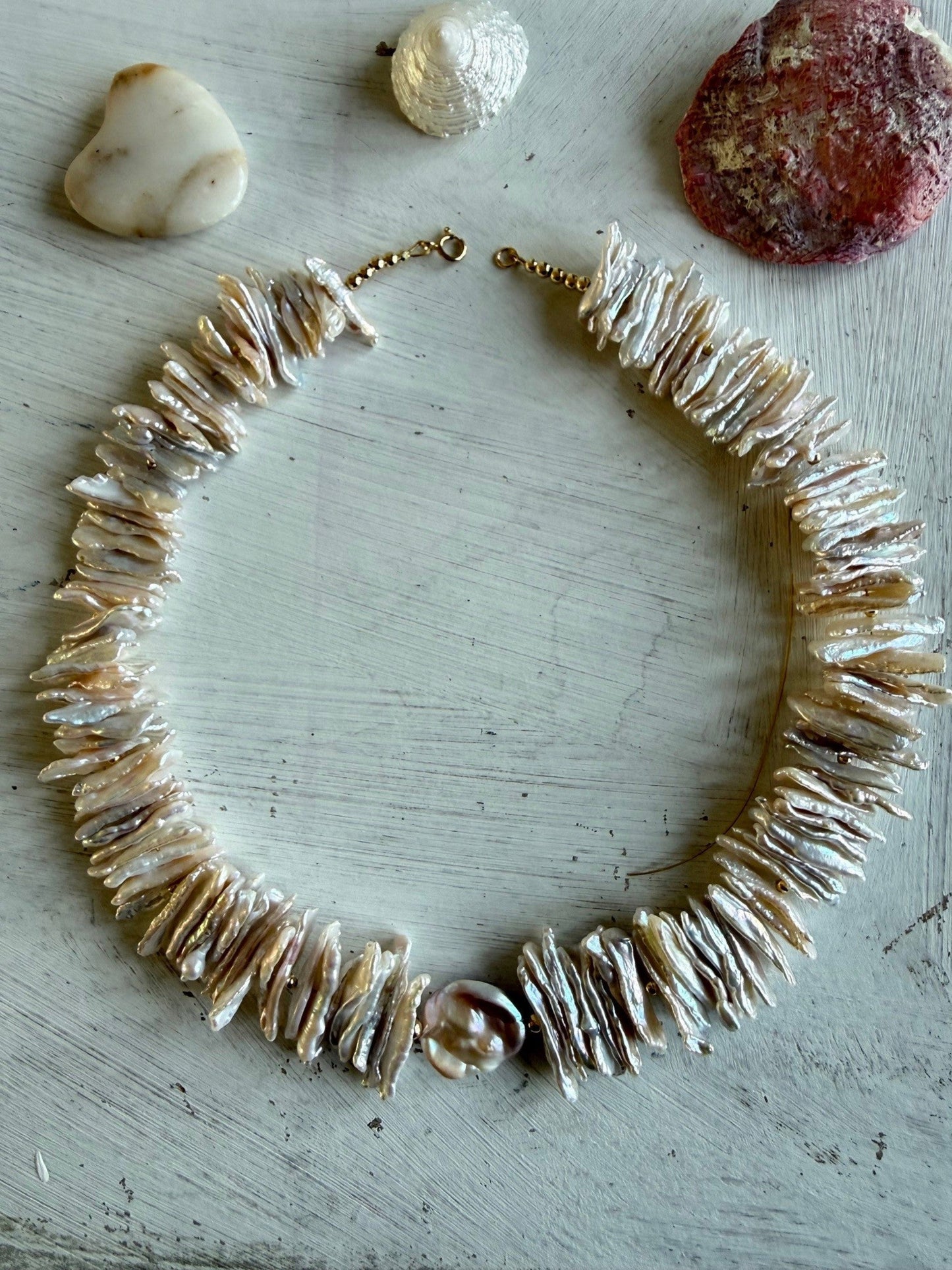 Parelketting van Biwa parels - SAKURA