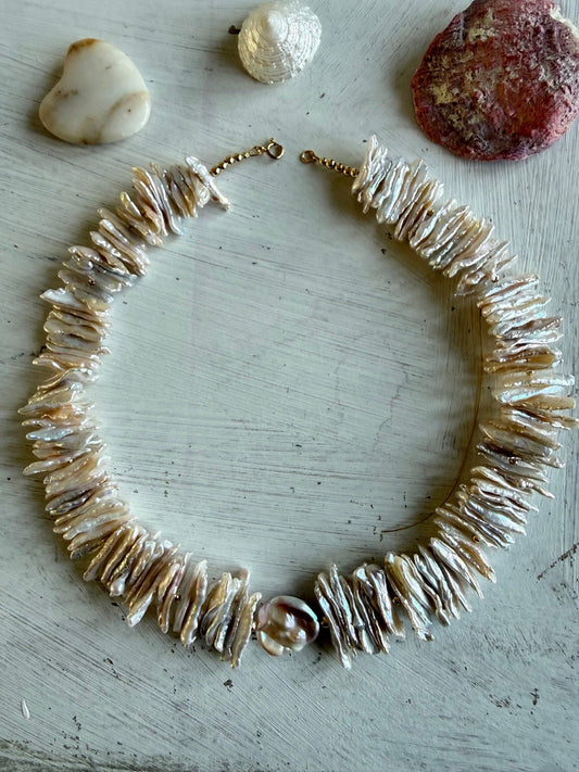 Parelketting van Biwa parels - SAKURA