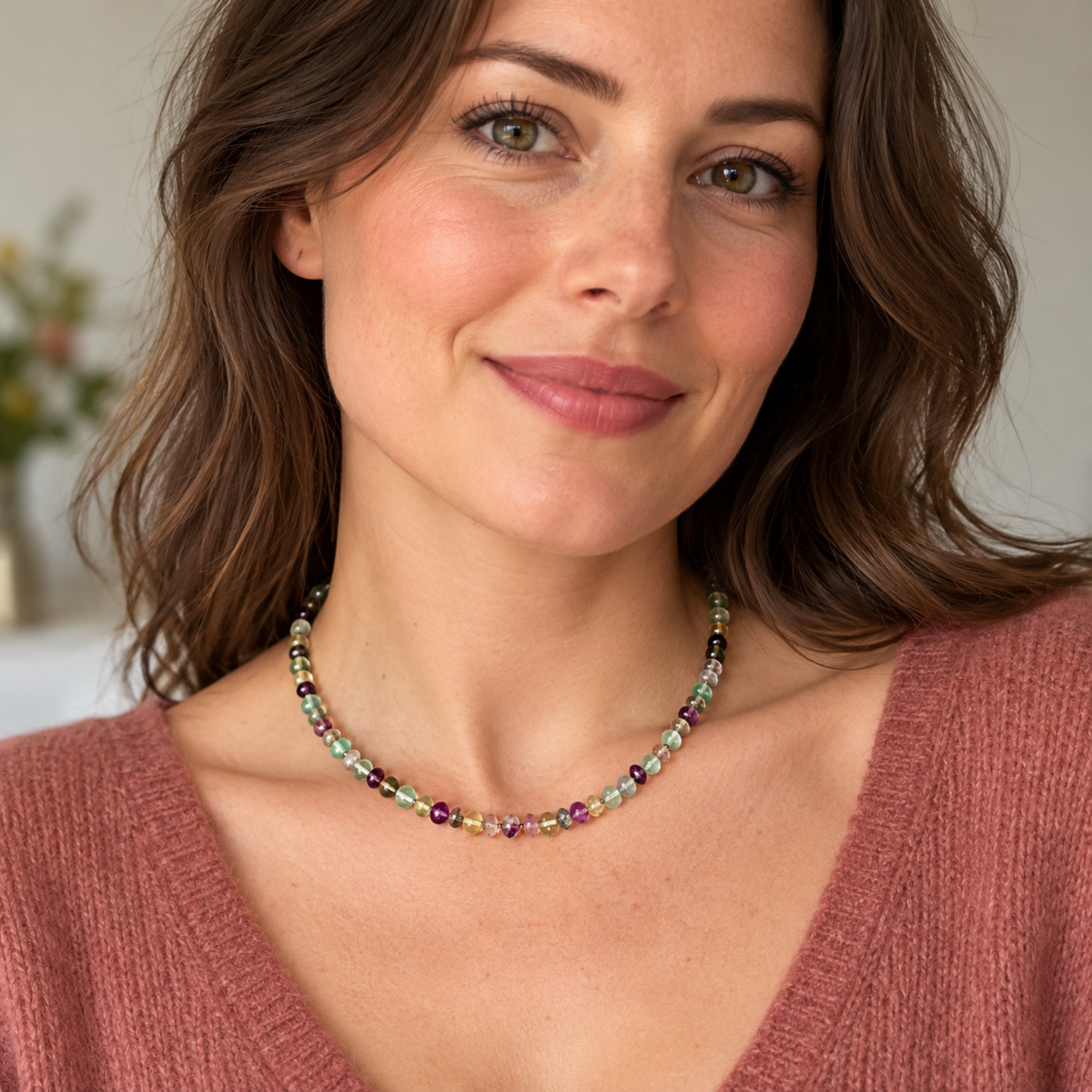 Ketting van fluoriet om hals model - Engelina Jewelry