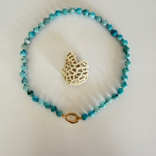 Ketting van hemimorfiet kralen met gold filled sluiting