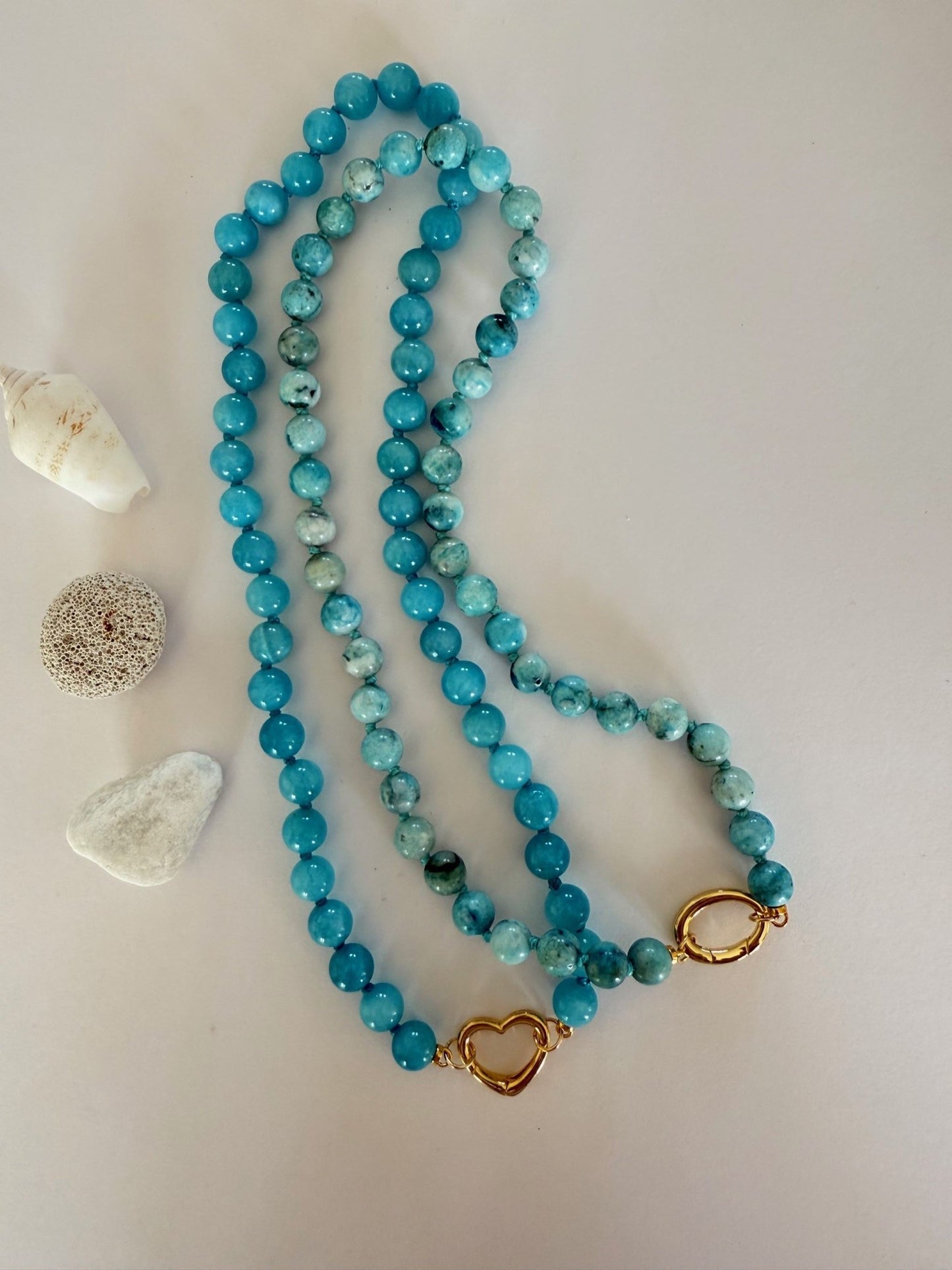Ketting van hemimorfiet kralen met gold filled sluiting