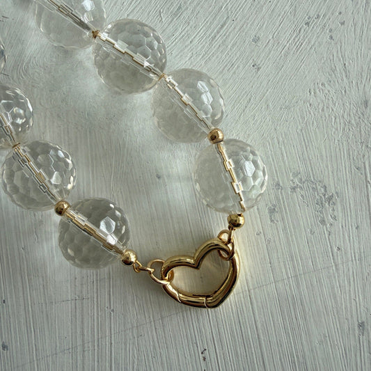 Ketting van bergkristal facetkralen - FANCY