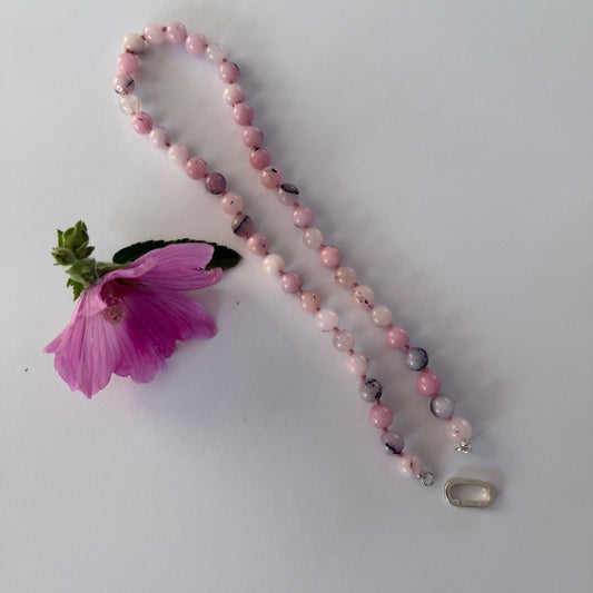 Ketting van blossom jaspis met zilveren sluiting