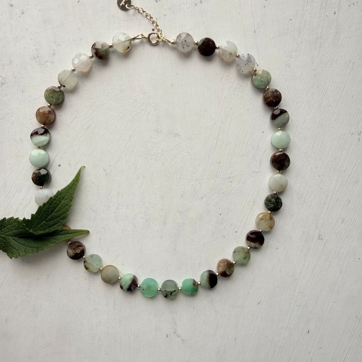 Ketting chrysopraas met gold filled sluiting - Engeian Jewelry