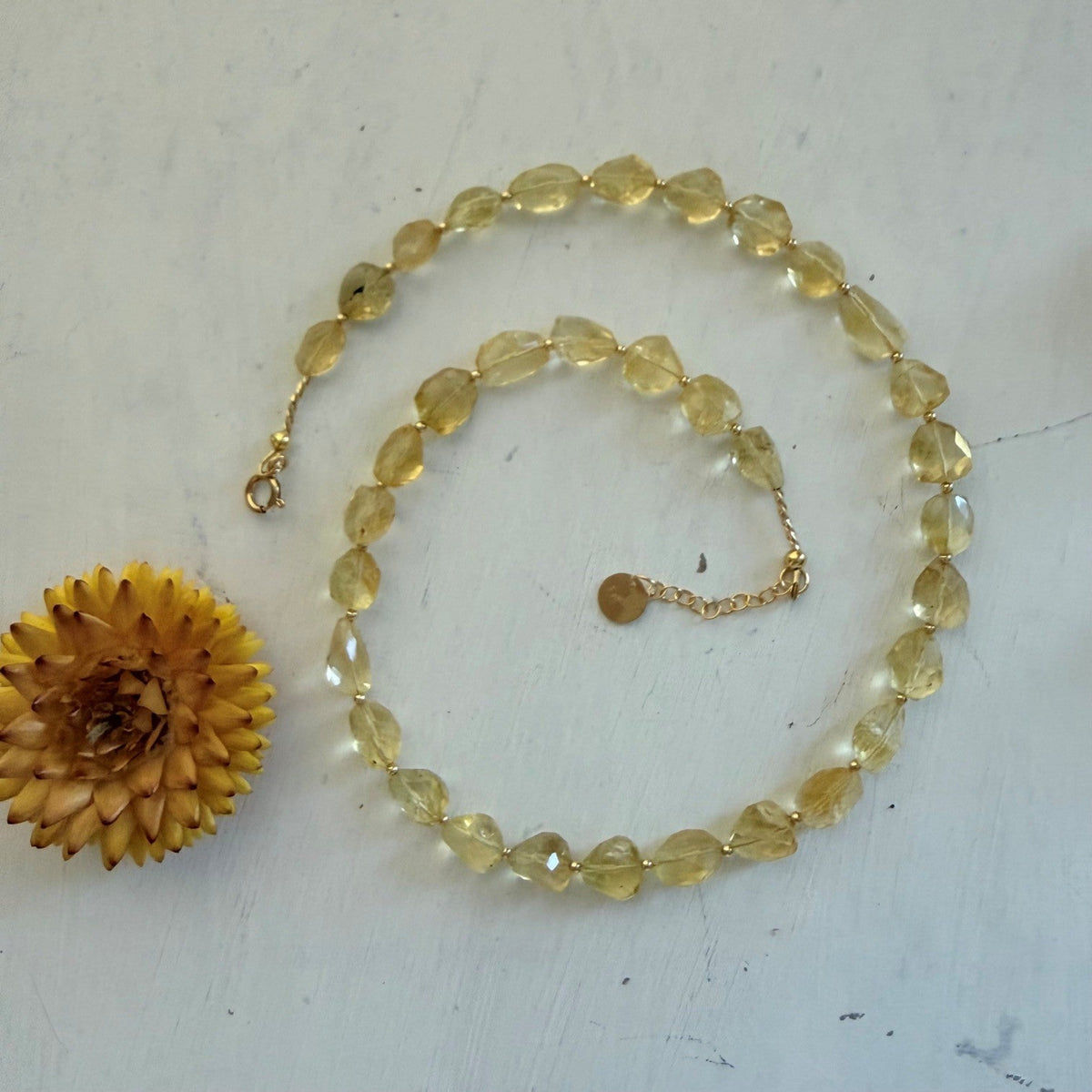 Ketting van geslepen citrien kralen - Engelina Jewelry