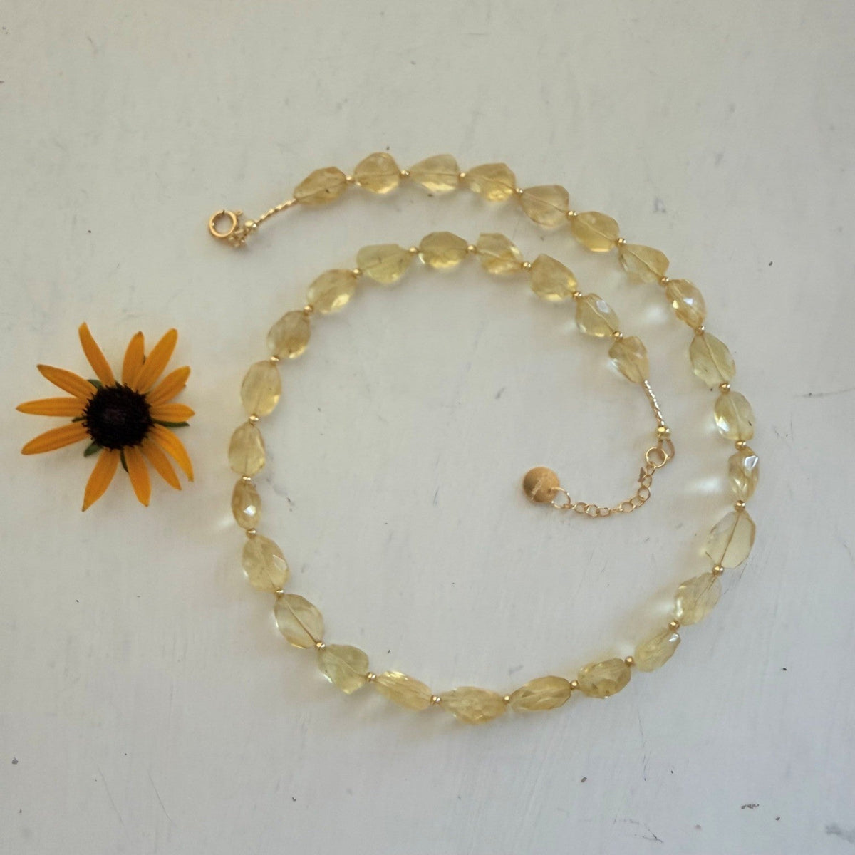Ketting van handgeslepen citrien kralen - Engelina Jewelry