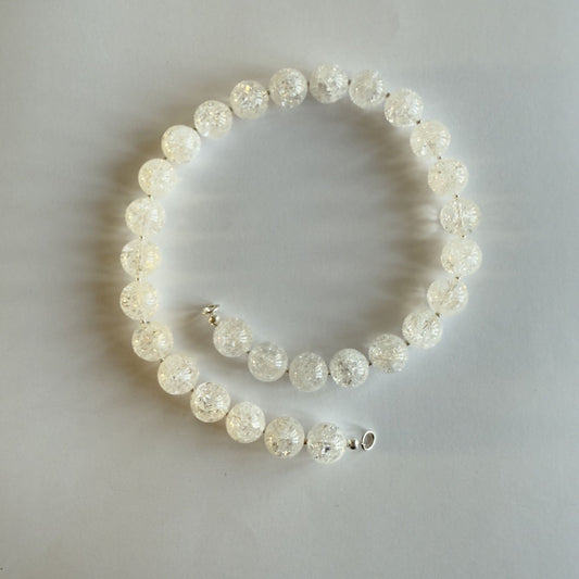 Ketting grote crach kristal kralen met zilveren uiteinden