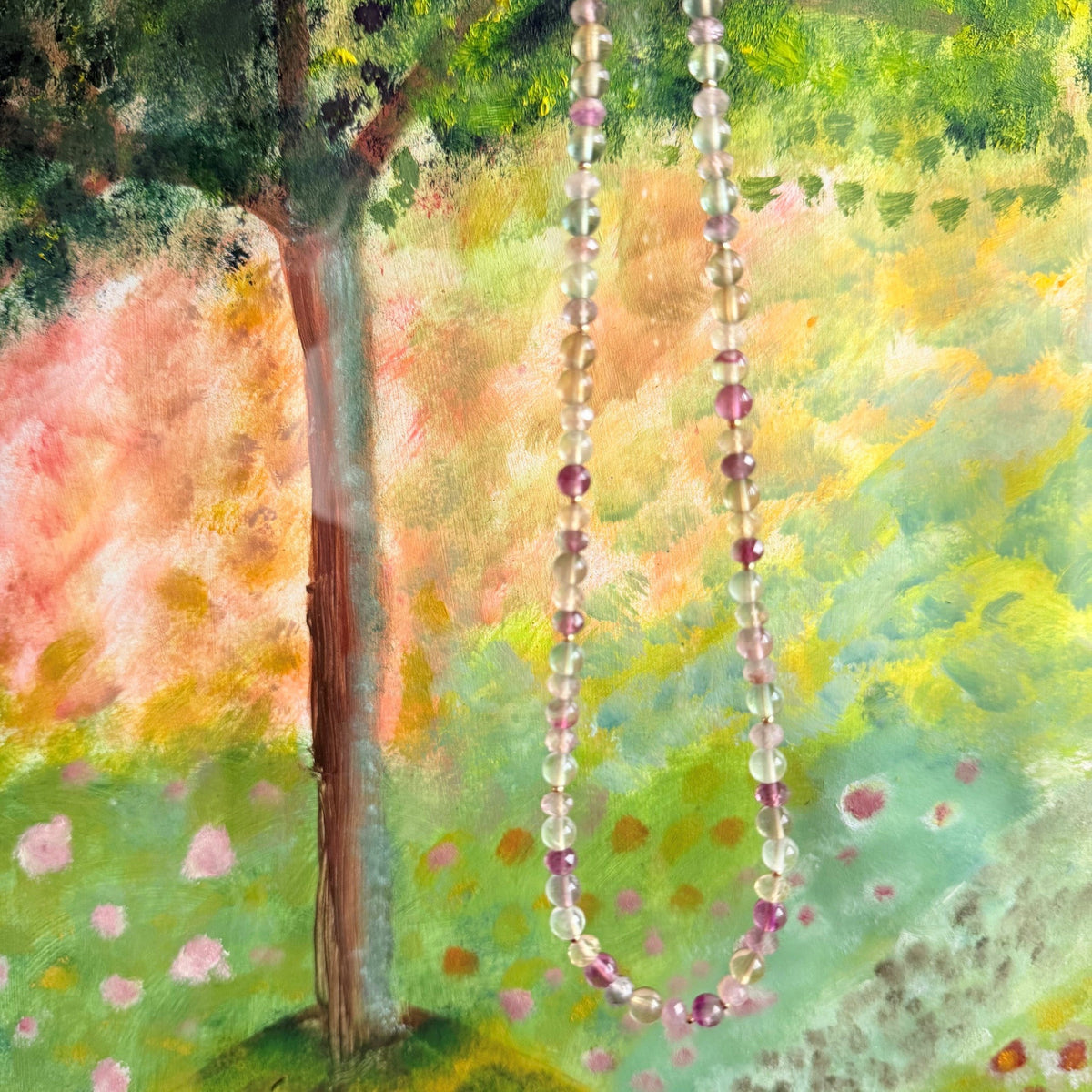 Ketting van fluoriet voor bloemen schilderij - Engelina Jewelry