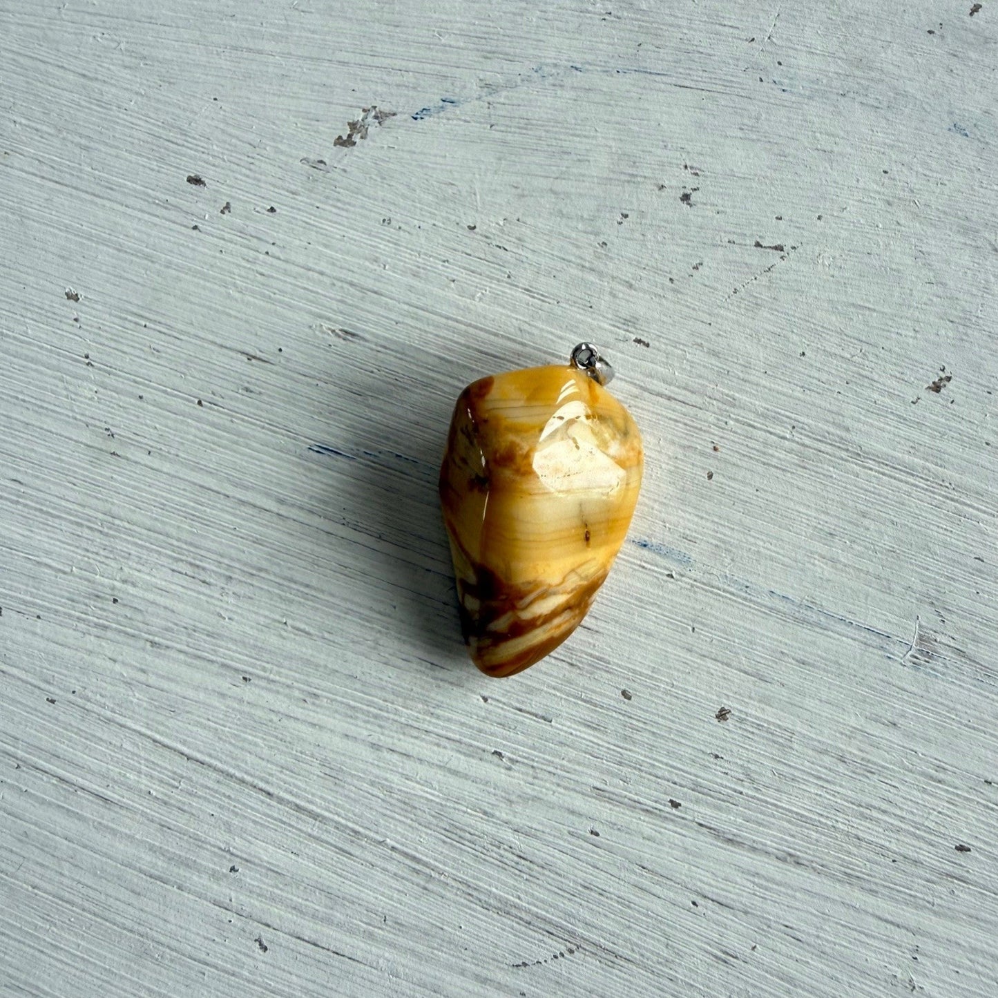 Lange ketting van gele opaal met jaspis bedel - JOALI