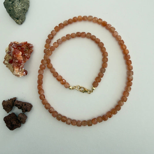 Ketting van goud zonnesteen facetkralen - ZOLA