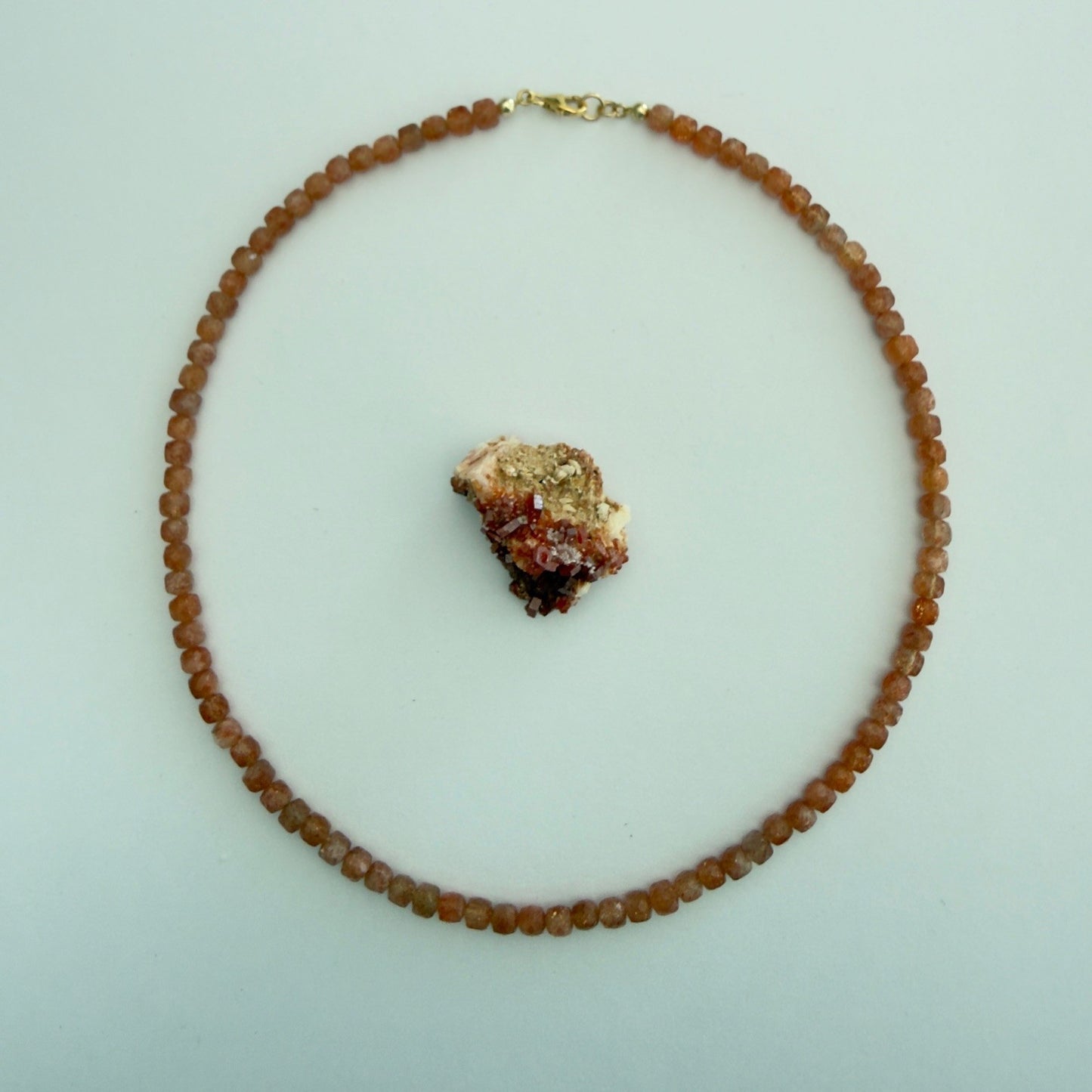 Sieradensetje gouden zonnesteen - ketting en oorbellen - gold filled