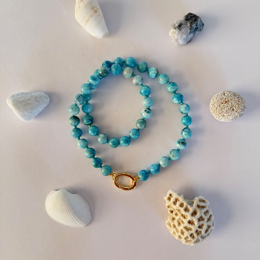 Ketting van hemimorfiet kralen met gold filled sluiting