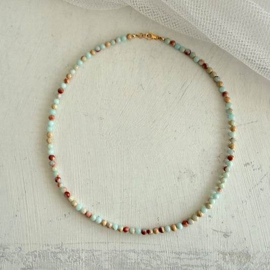 Kettinkje van Keizer jaspis met gold filled slotje