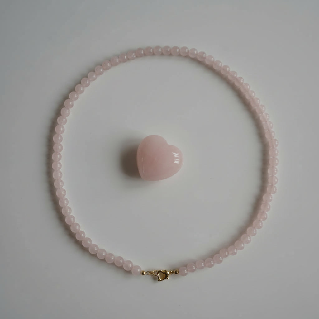 Ketting van rozenkwarts kralen