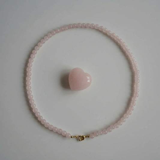 Ketting van rozenkwarts kralen
