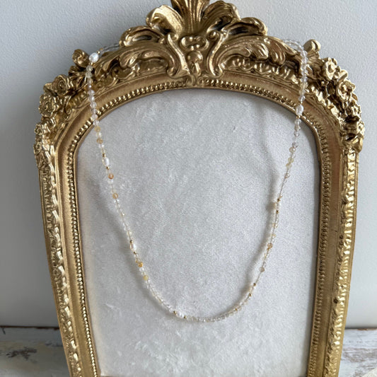 Ketting rutielkwarts facetkraaltjes en zoetwaterparels - RUTHILA