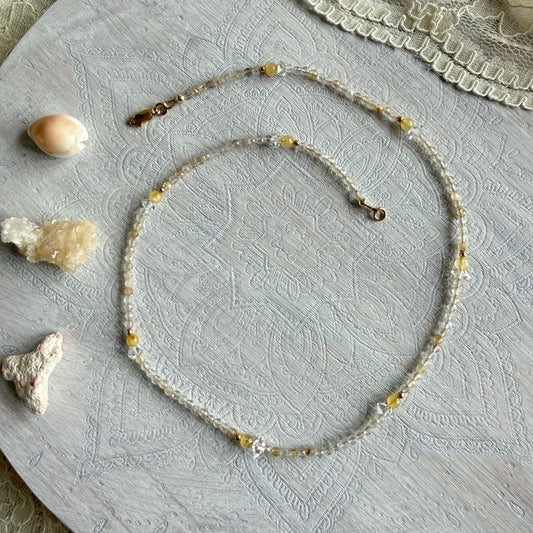 Ketting rutielkwarts facetkraaltjes en Herkimer diamant - RUDIA