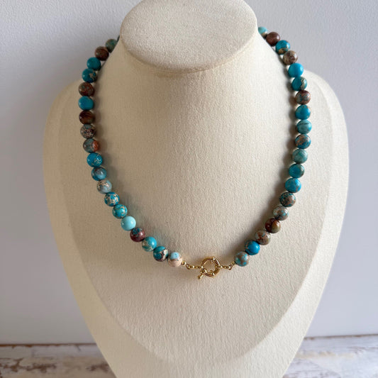 Ketting van zeesediment jaspis met boeislot - ZEEDIA