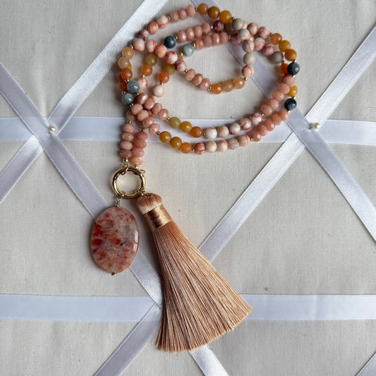 Lange ketting van zonnesteen met zonnesteen hanger - ZONIA