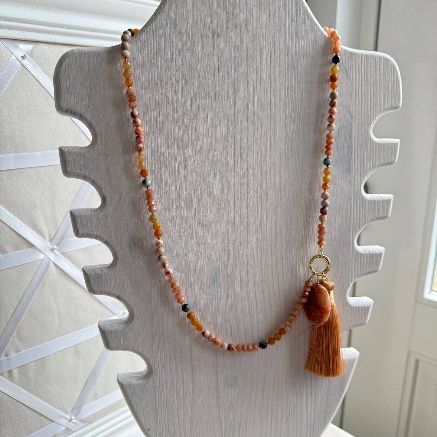 Lange ketting van zonnesteen met zonnesteen hanger - ZONIA